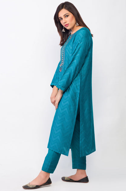 Stitched 1 Piece Self Jacquard Embroidered Shirt