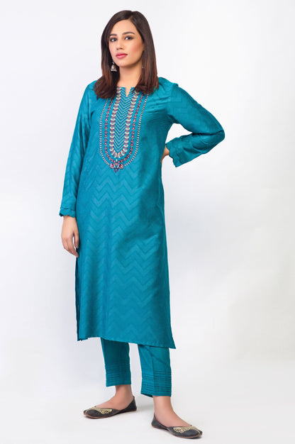 Stitched 1 Piece Self Jacquard Embroidered Shirt