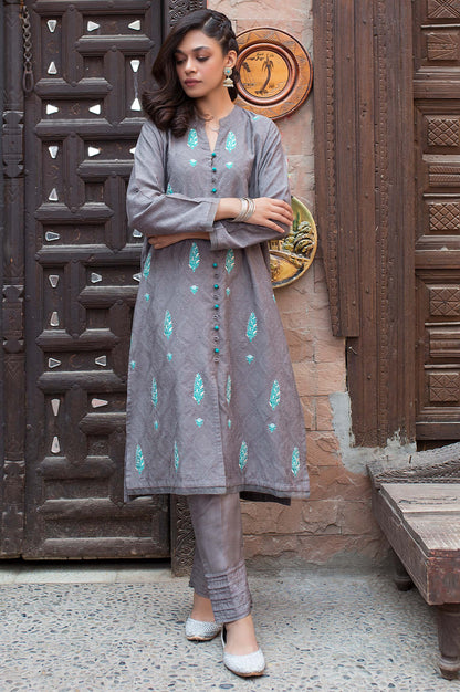 Stitched 1 Piece Self Jacquard Embroidered Shirt