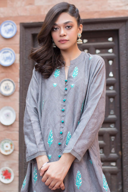 Stitched 1 Piece Self Jacquard Embroidered Shirt
