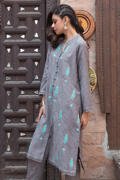 Stitched 1 Piece Self Jacquard Embroidered Shirt