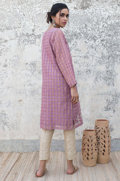 Stitched 1 Piece Zari Check Embroidered Shirt