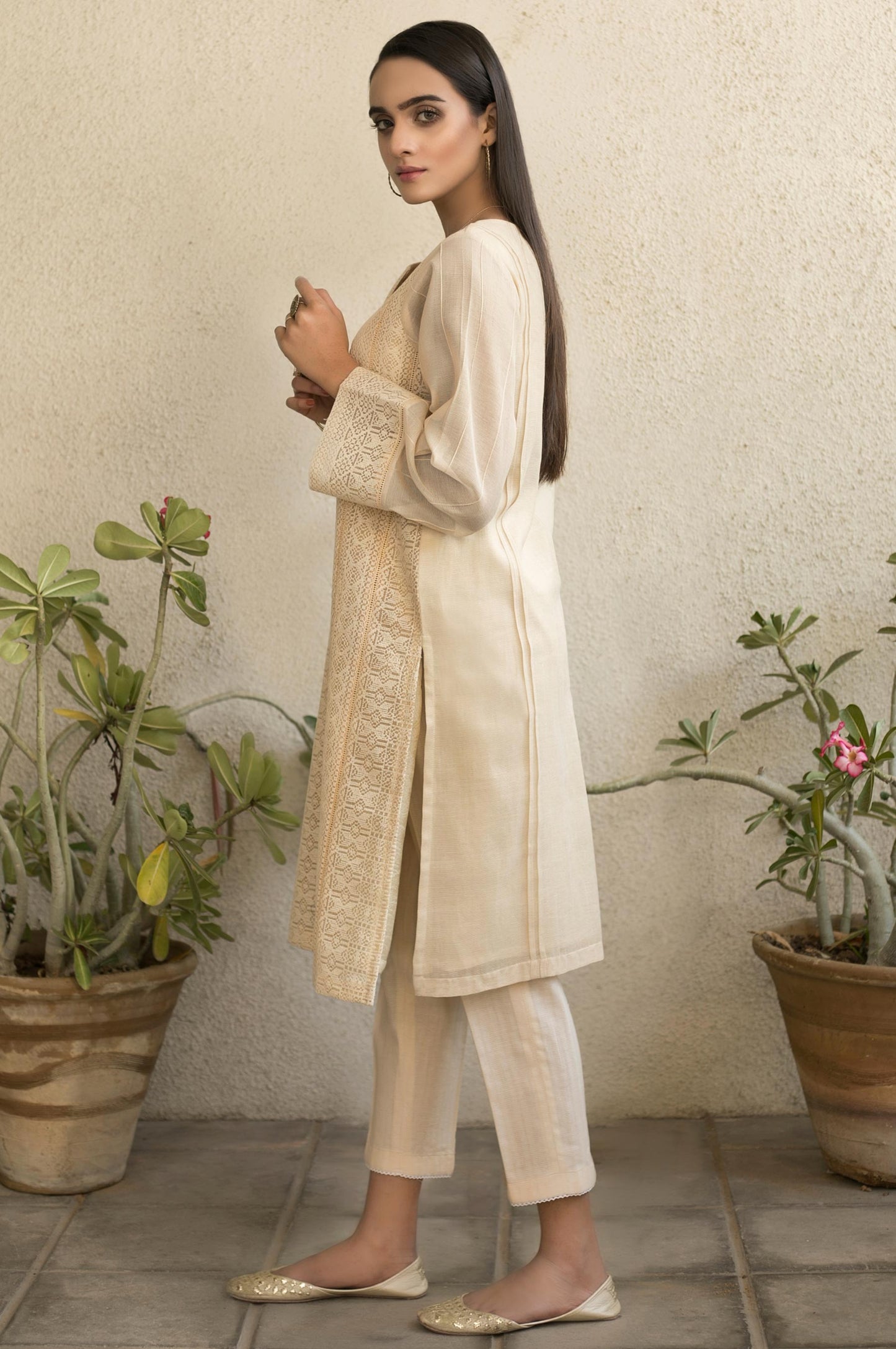 Stitched 1 Piece Embroidered Khaddi Net Shirt