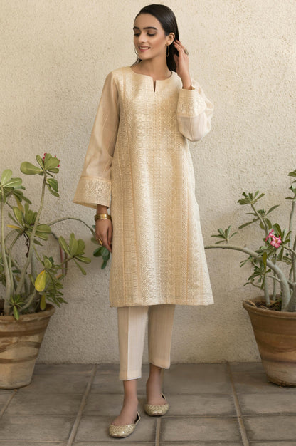 Stitched 1 Piece Embroidered Khaddi Net Shirt