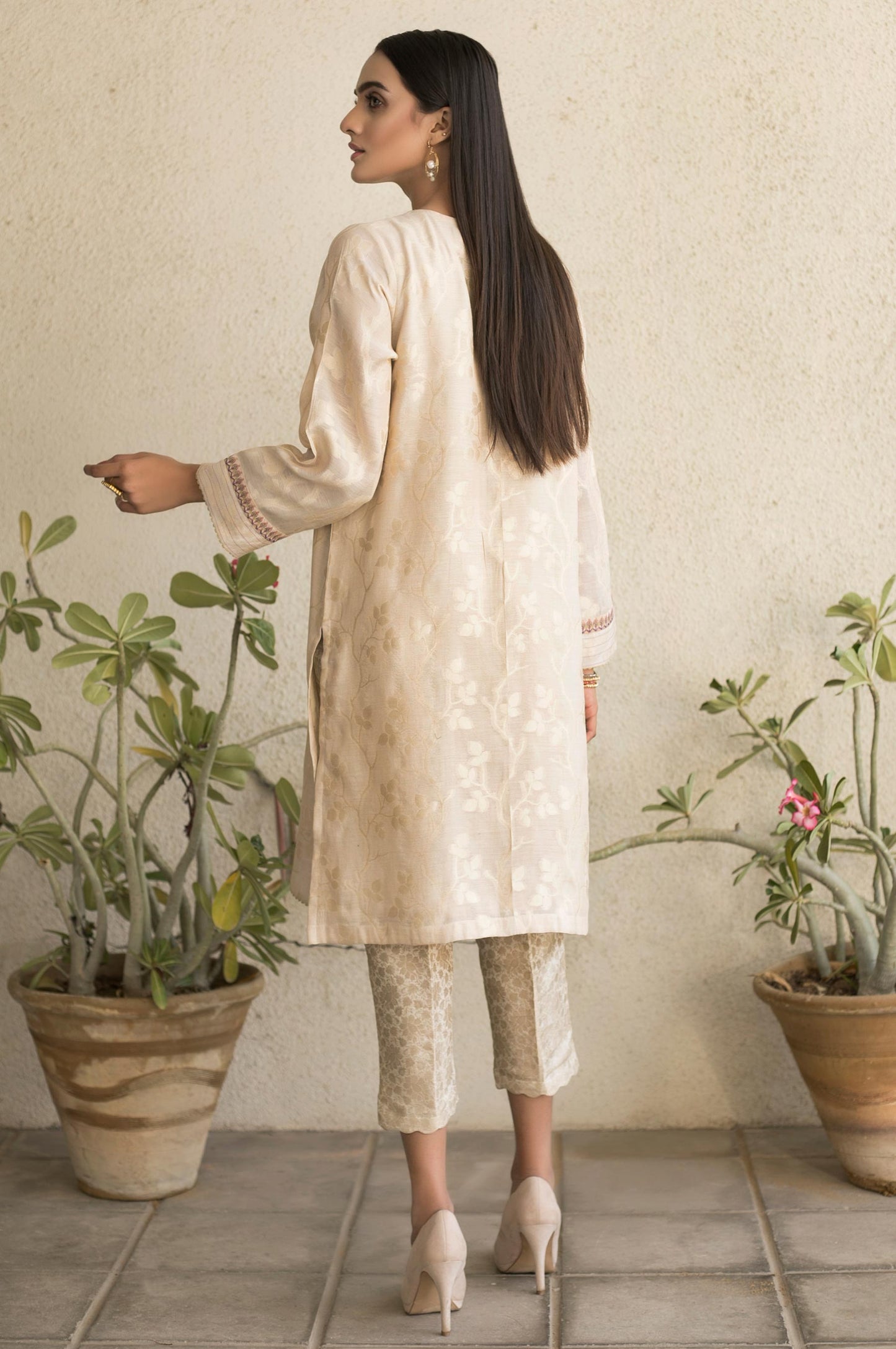 Stitched 1 Piece Embroidered Jacquard Shirt