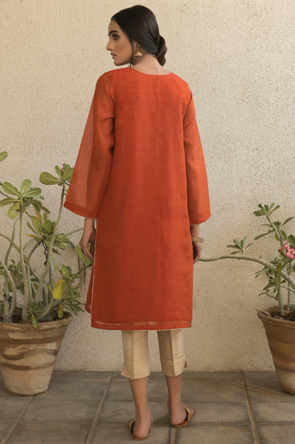 Stitched 1 Piece Embroidered Karandi Net Shirt