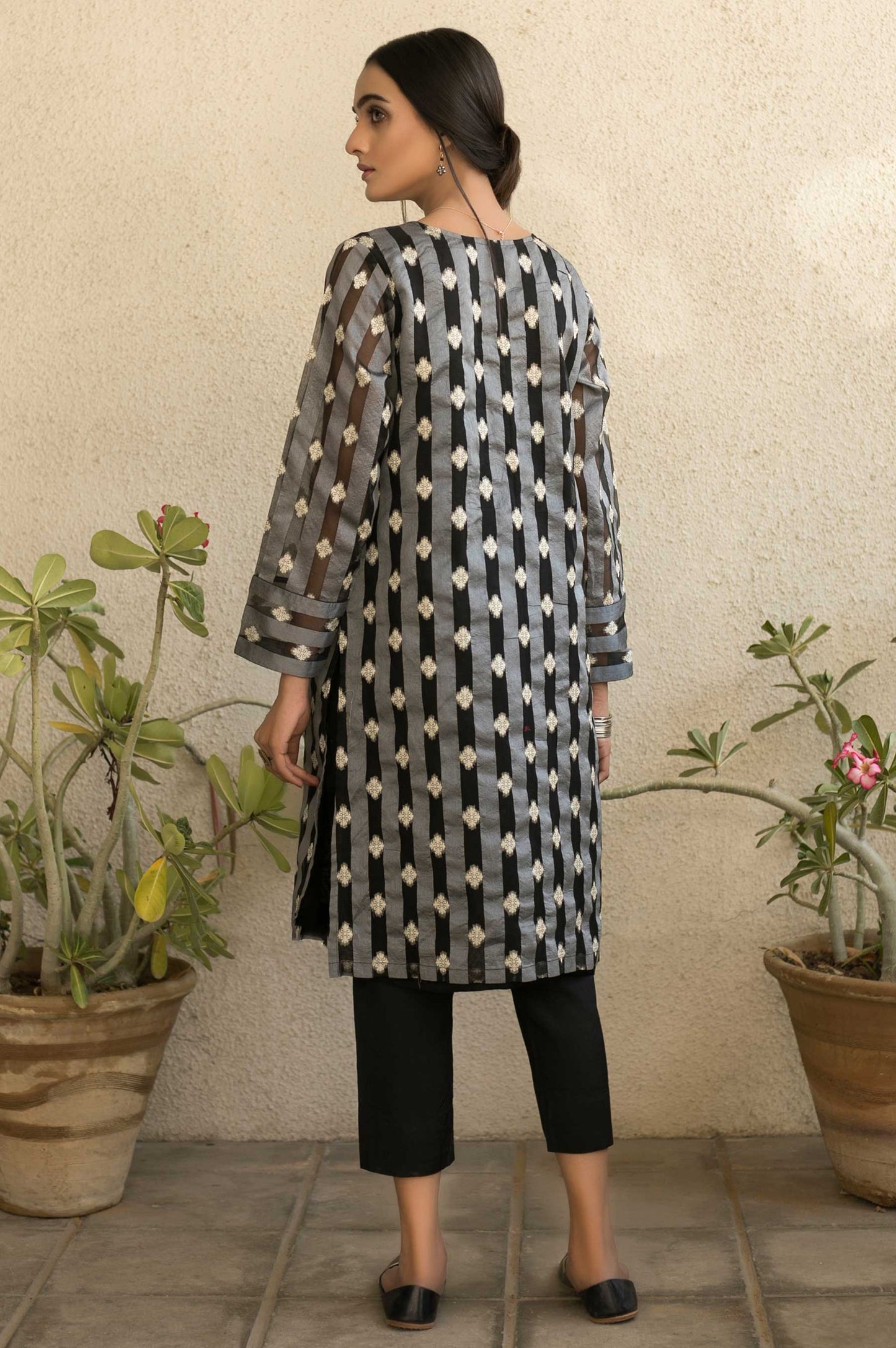 Stitched 1 Piece Embroidered Jacquard Shirt