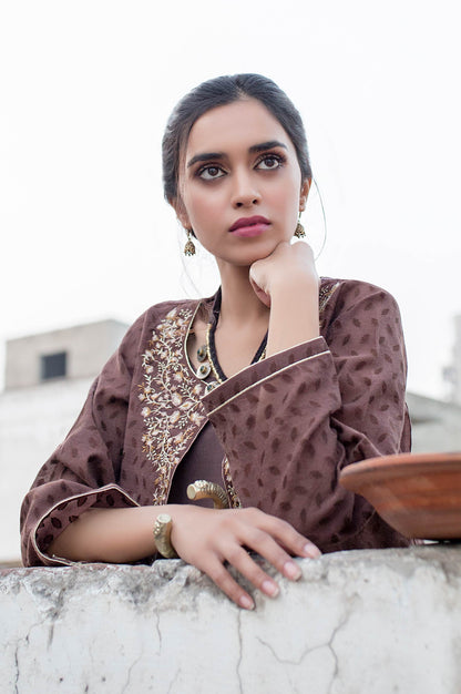 Stitched 2 Piece Embroidered Cotton Jacquard Suit