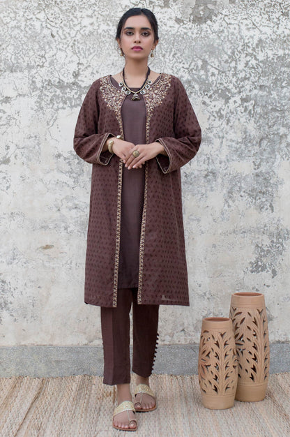 Stitched 2 Piece Embroidered Cotton Jacquard Suit