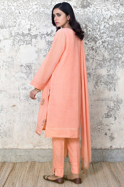 Stitched 2 Piece Stripe Cotton Embroidered Suit