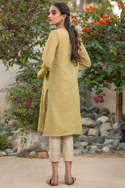 Stitched 1 Piece Slub Khaddi Net Embroidered Shirt