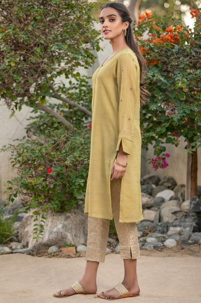 Stitched 1 Piece Slub Khaddi Net Embroidered Shirt