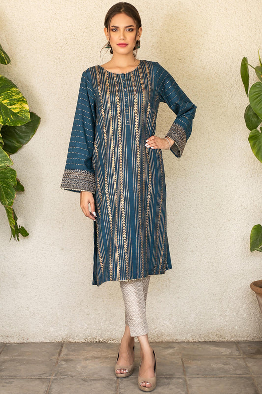 Stitched 1 Piece Raw Silk Embroidered Shirt