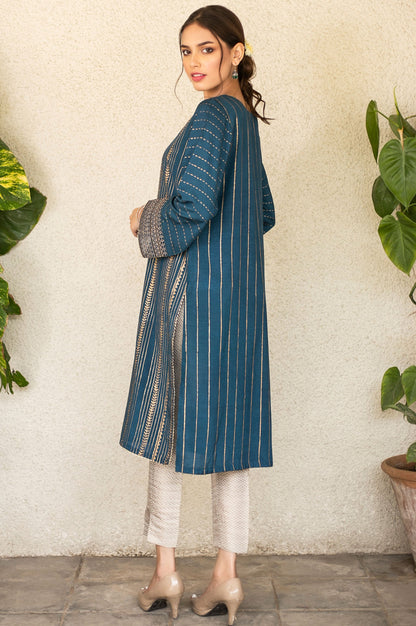 Stitched 1 Piece Raw Silk Embroidered Shirt