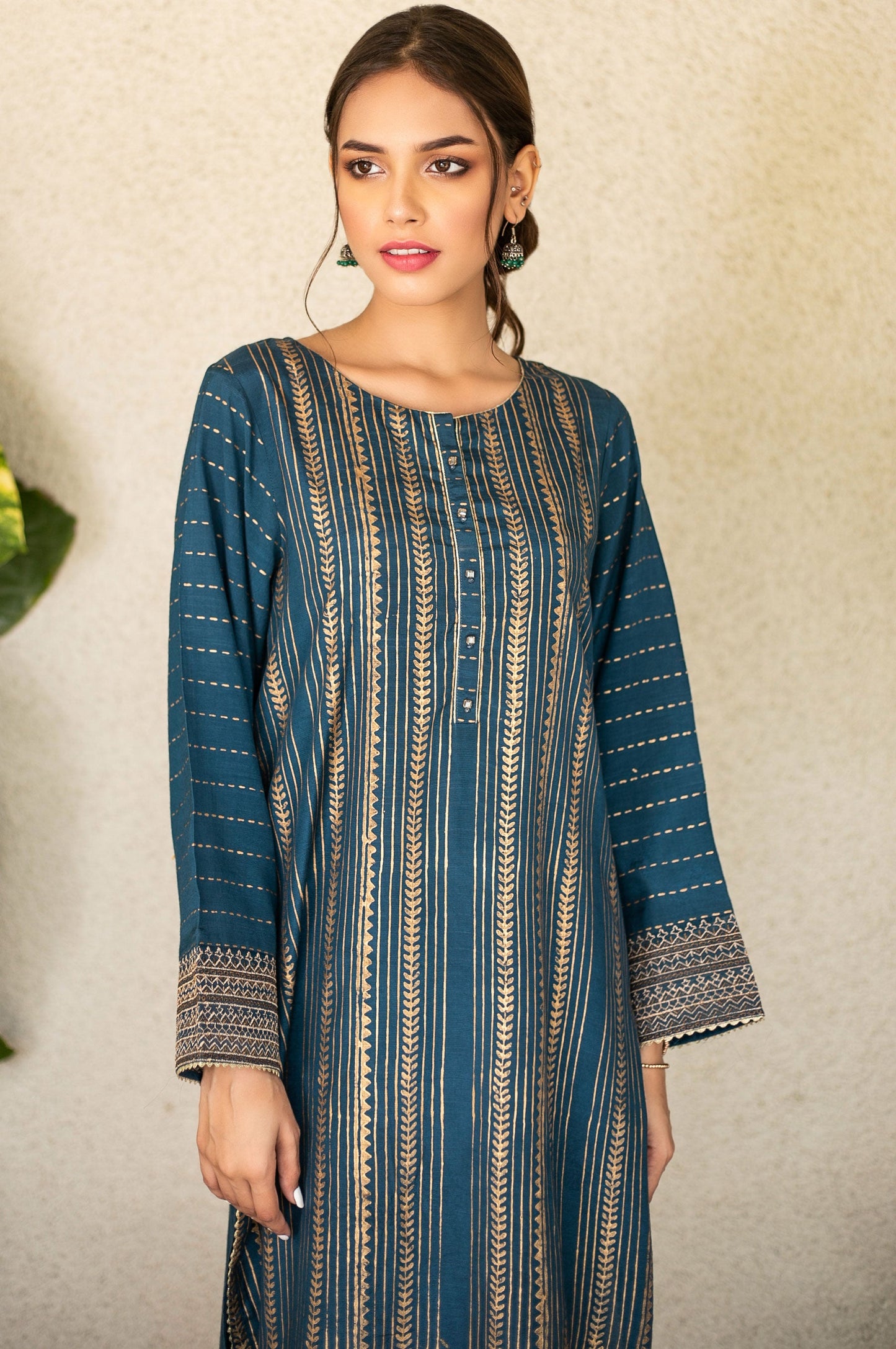 Stitched 1 Piece Raw Silk Embroidered Shirt