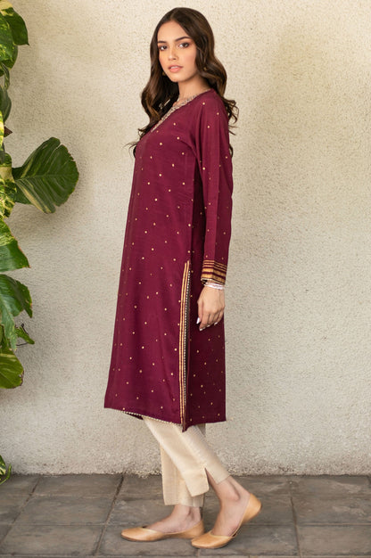 Stitched 1 Piece Raw Silk Embroidered Shirt