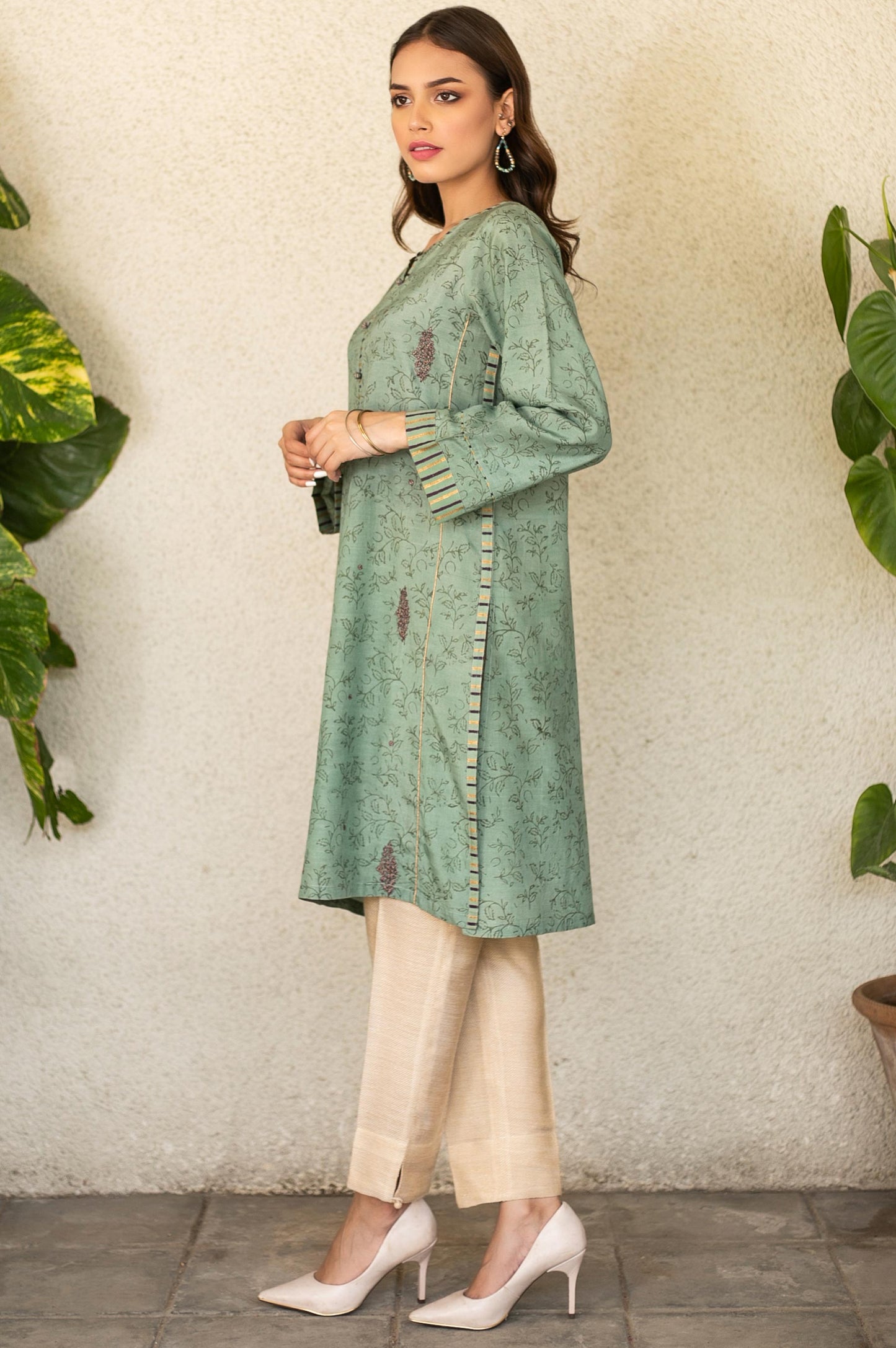 Stitched 1 Piece Raw Silk Embroidered Shirt