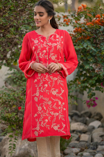 Stitched 1 Piece Georgette Embroidered Shirt