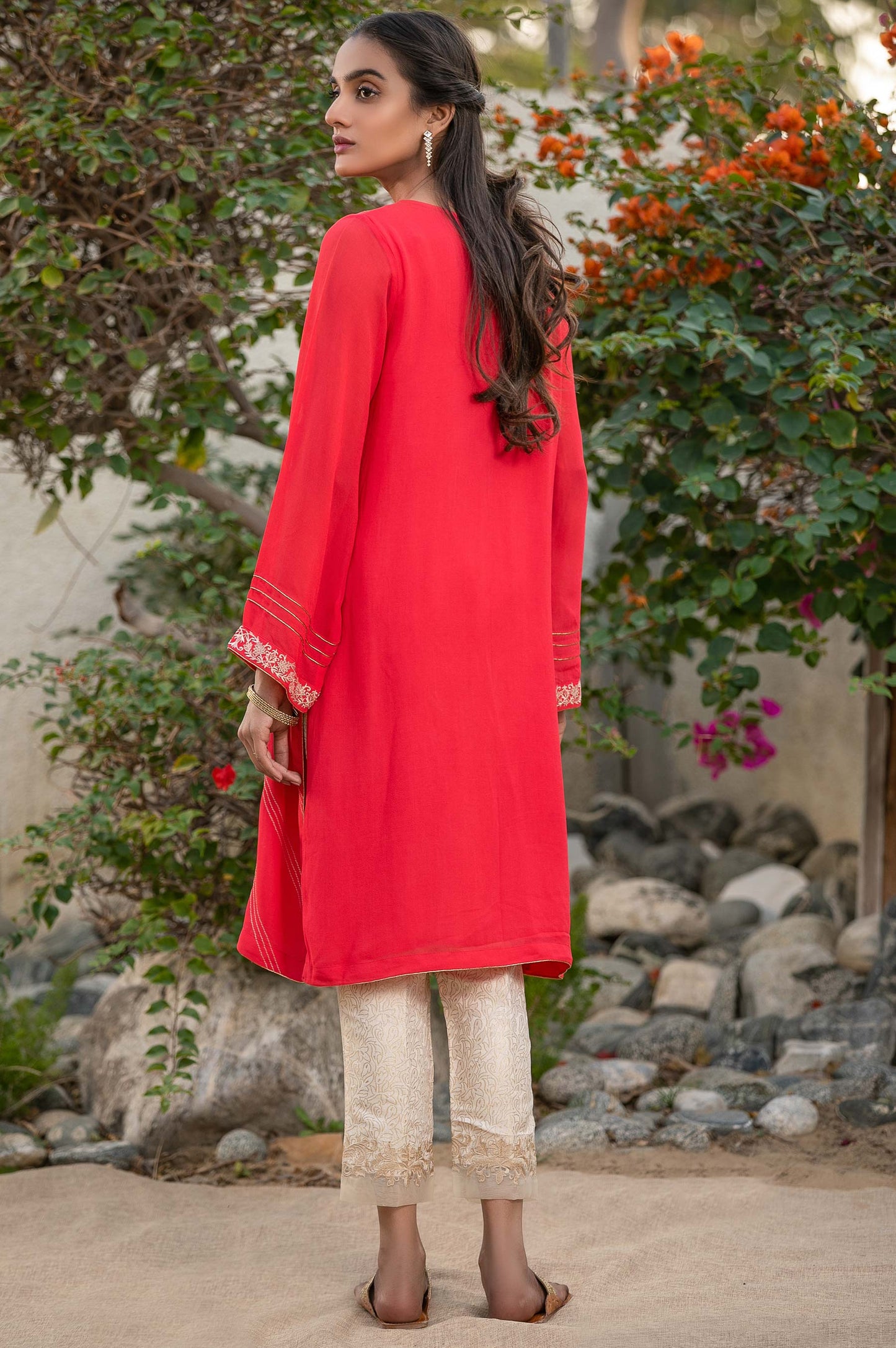 Stitched 1 Piece Georgette Embroidered Shirt