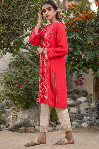 Stitched 1 Piece Georgette Embroidered Shirt