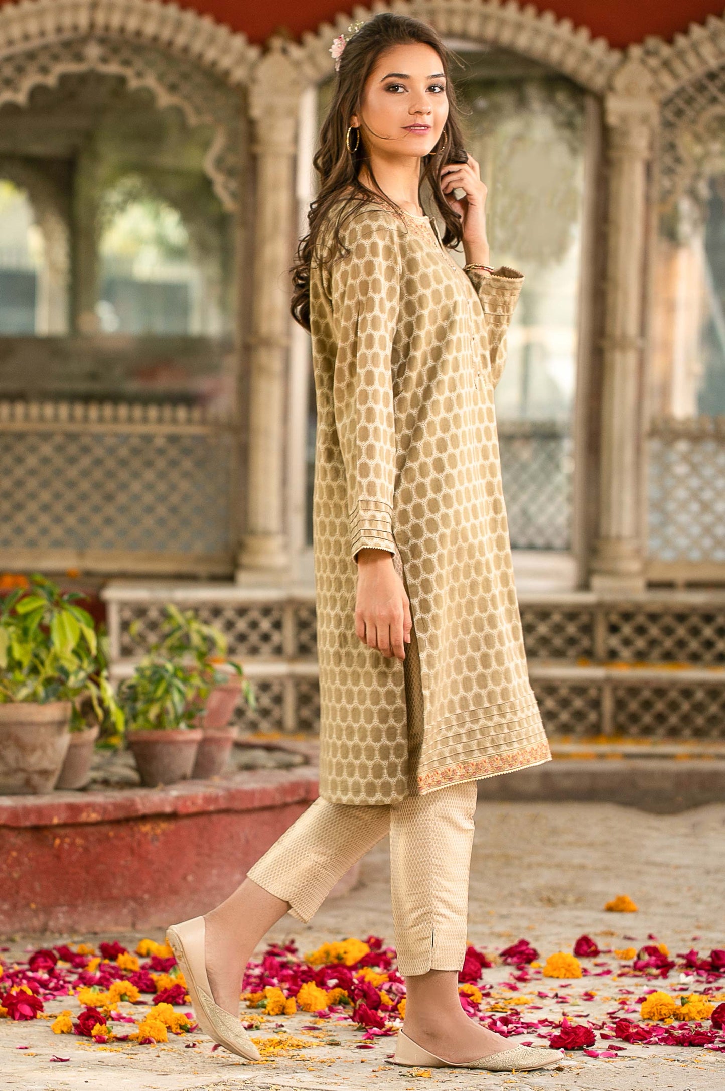 Stitched 1 Piece Jacquard Embroidered Shirt