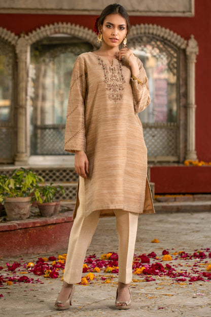 Stitched 1 Piece Khaddi Net Embroidered Shirt