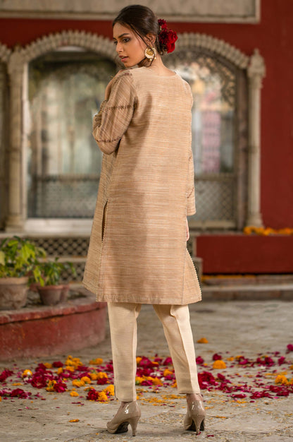 Stitched 1 Piece Khaddi Net Embroidered Shirt