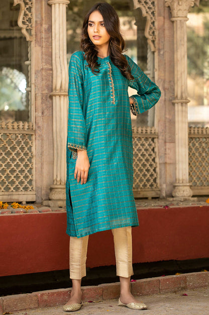 Stitched 1 Piece Khaddi Net Embroidered Shirt
