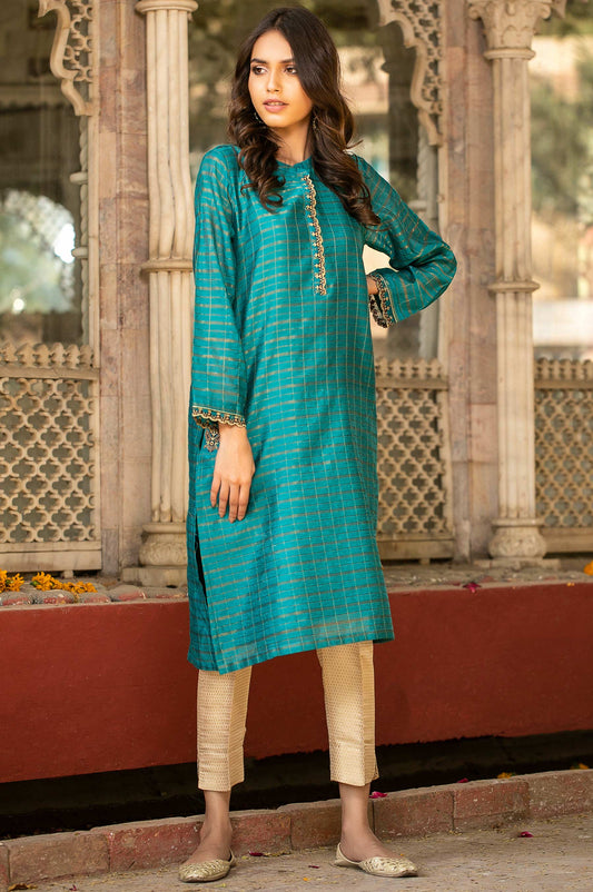 Stitched 1 Piece Khaddi Net Embroidered Shirt