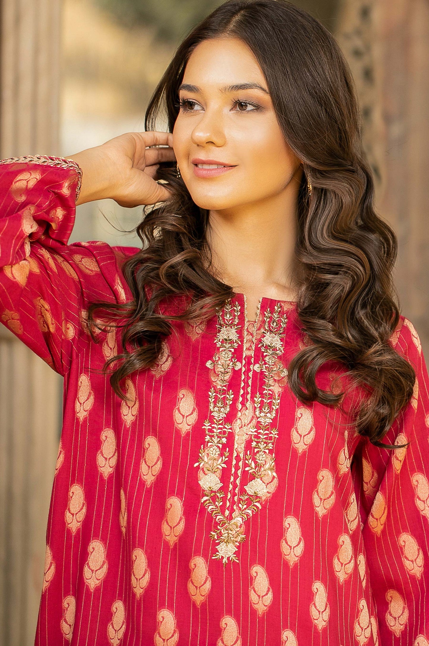 Stitched 1 Piece Jacquard Embroidered Shirt