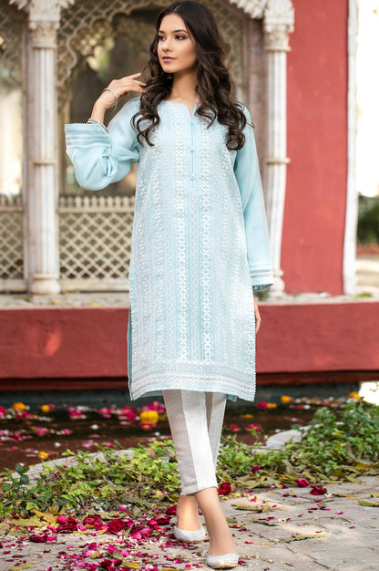 Stitched 1 Piece Organza Embroidered Shirt