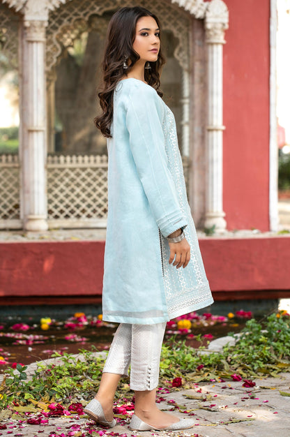 Stitched 1 Piece Organza Embroidered Shirt