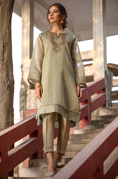 Stitched 1 Piece Khaddi Net Embroidered Shirt