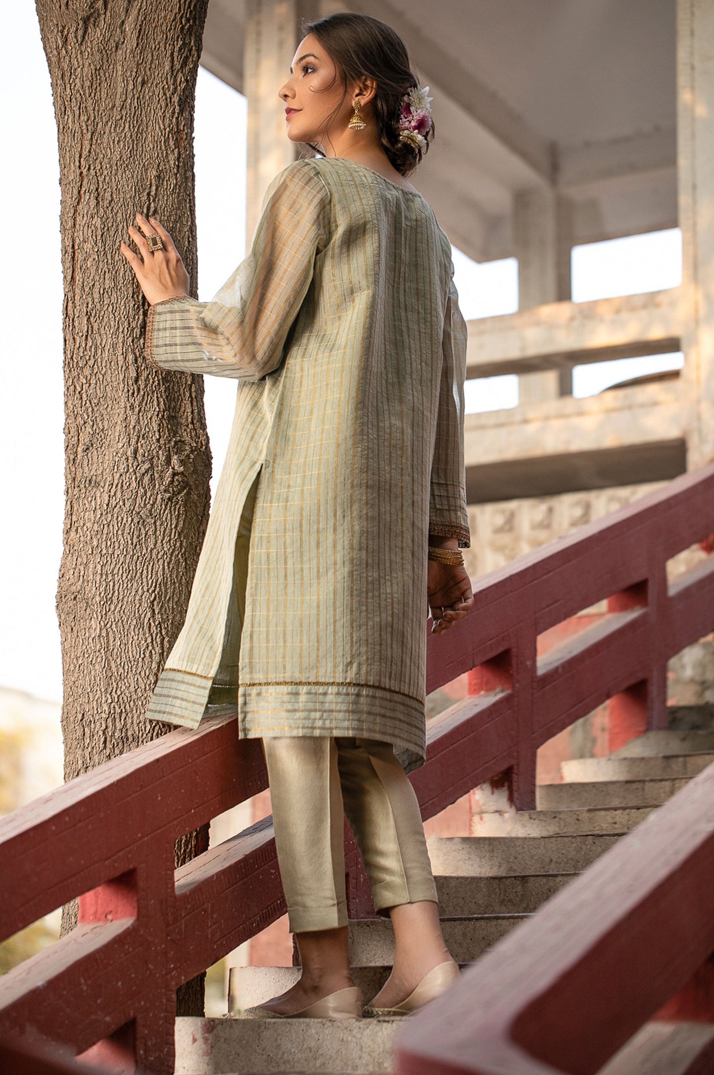 Stitched 1 Piece Khaddi Net Embroidered Shirt