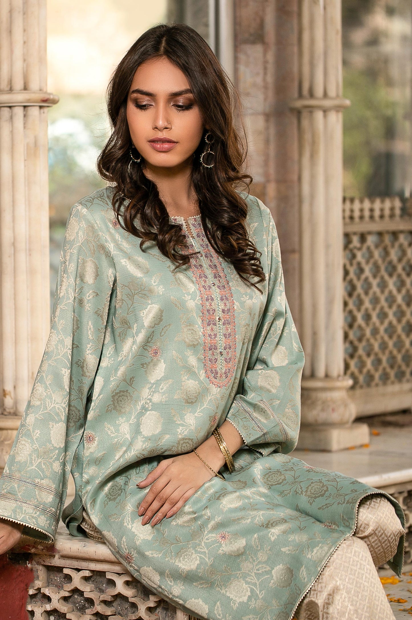 Stitched 1 Piece Jacquard Embroidered Shirt