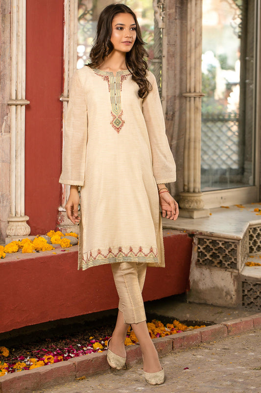 Stitched 1 Piece Khaddi Net Embroidered Shirt
