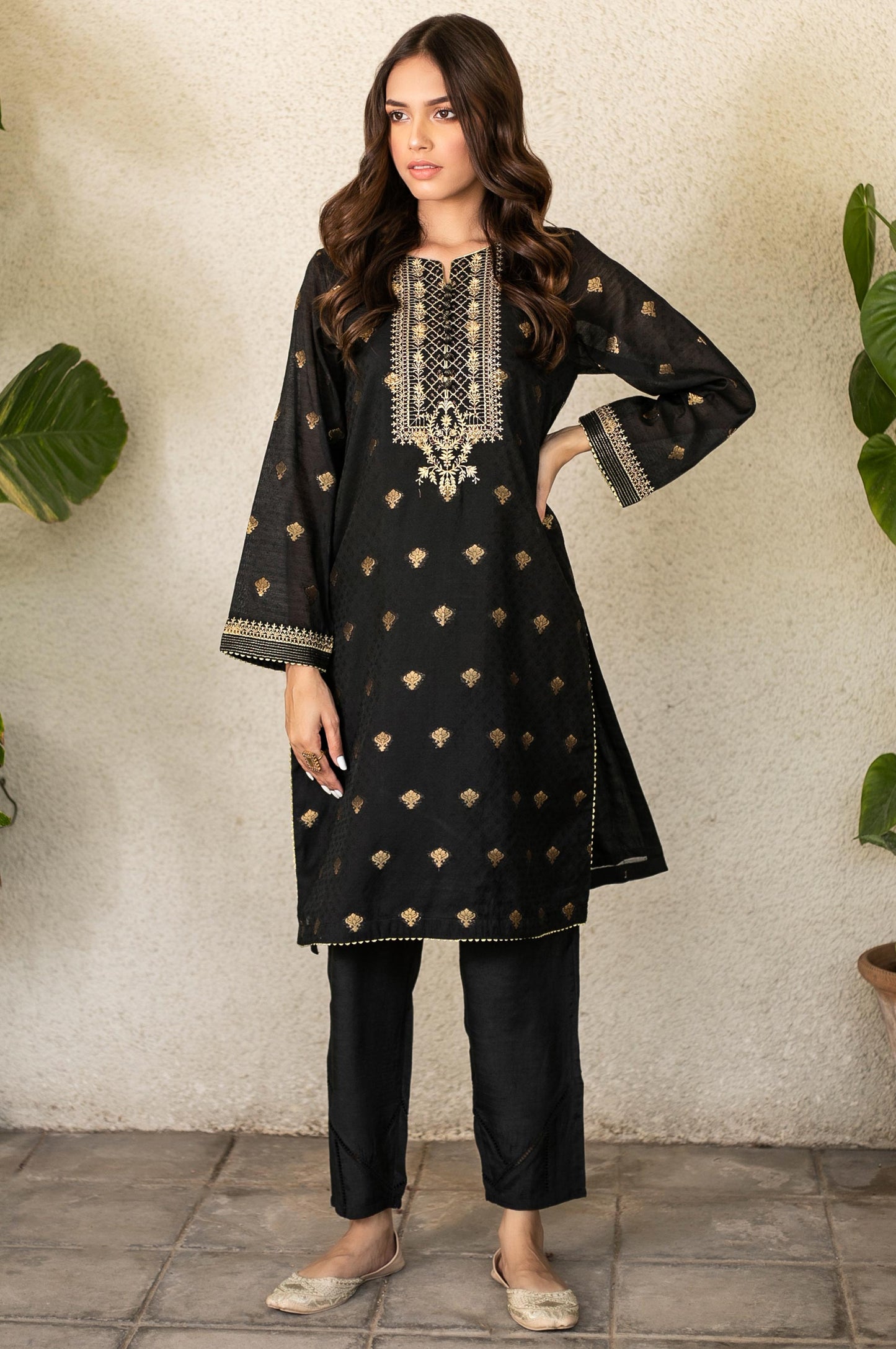 Stitched 1 Piece Jacquard Embroidered Shirt