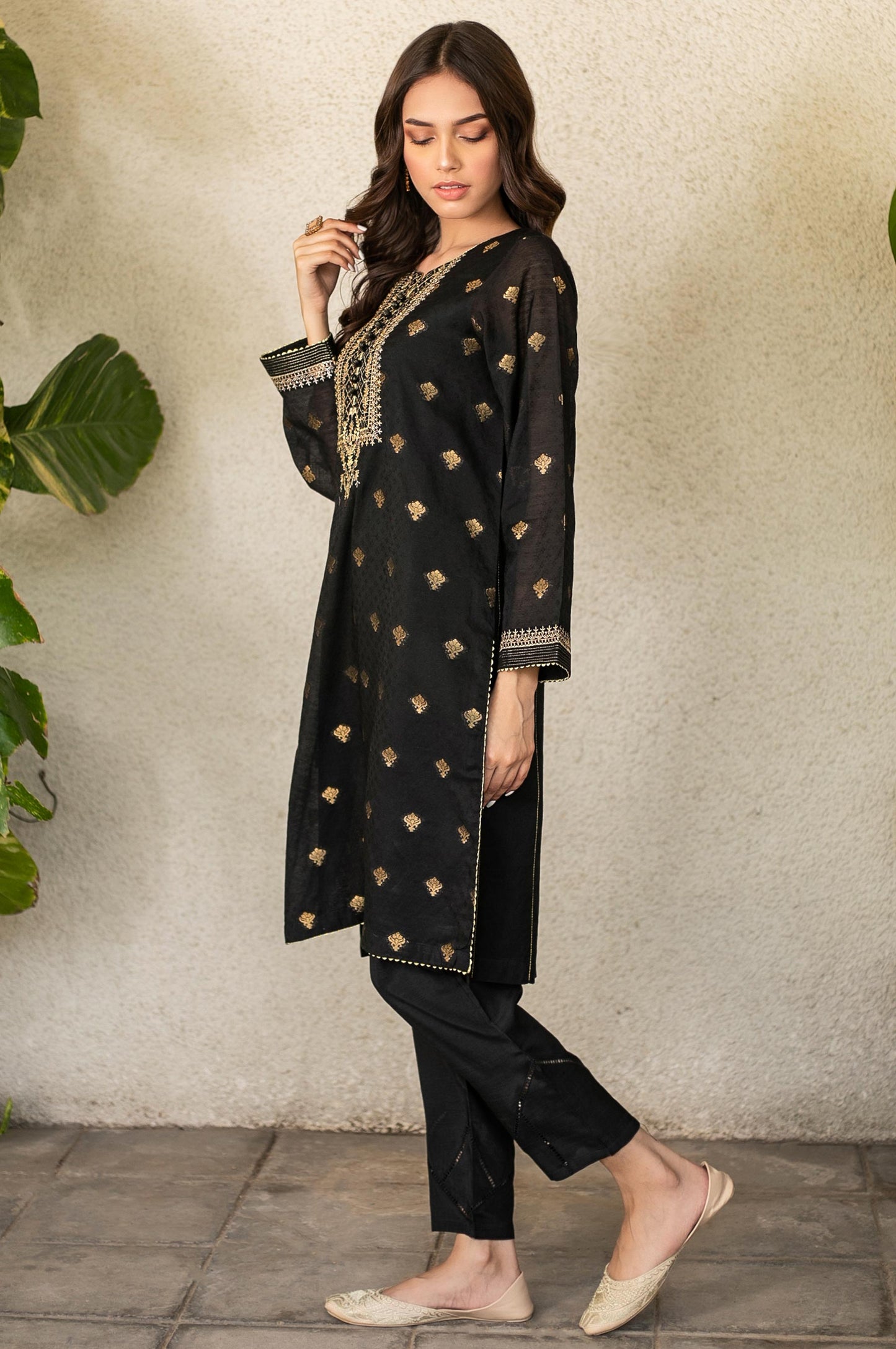 Stitched 1 Piece Jacquard Embroidered Shirt