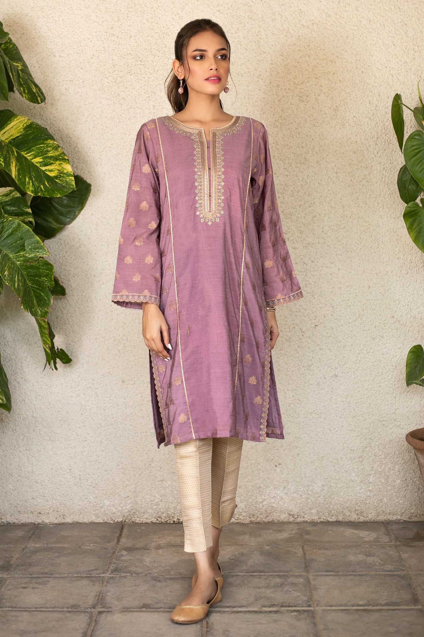 Stitched 1 Piece Jacquard Embroidered Shirt