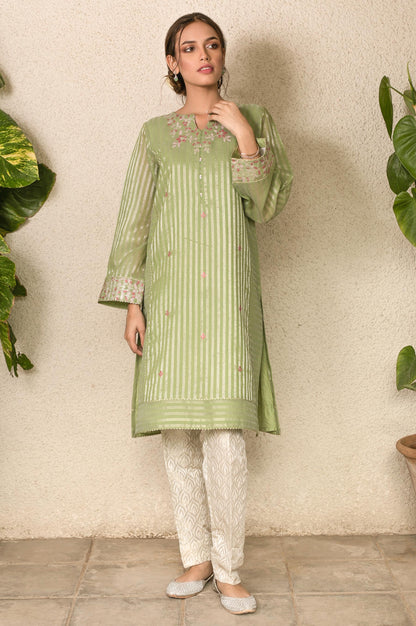Stitched 1 Piece Zari Striped Embroidered Shirt