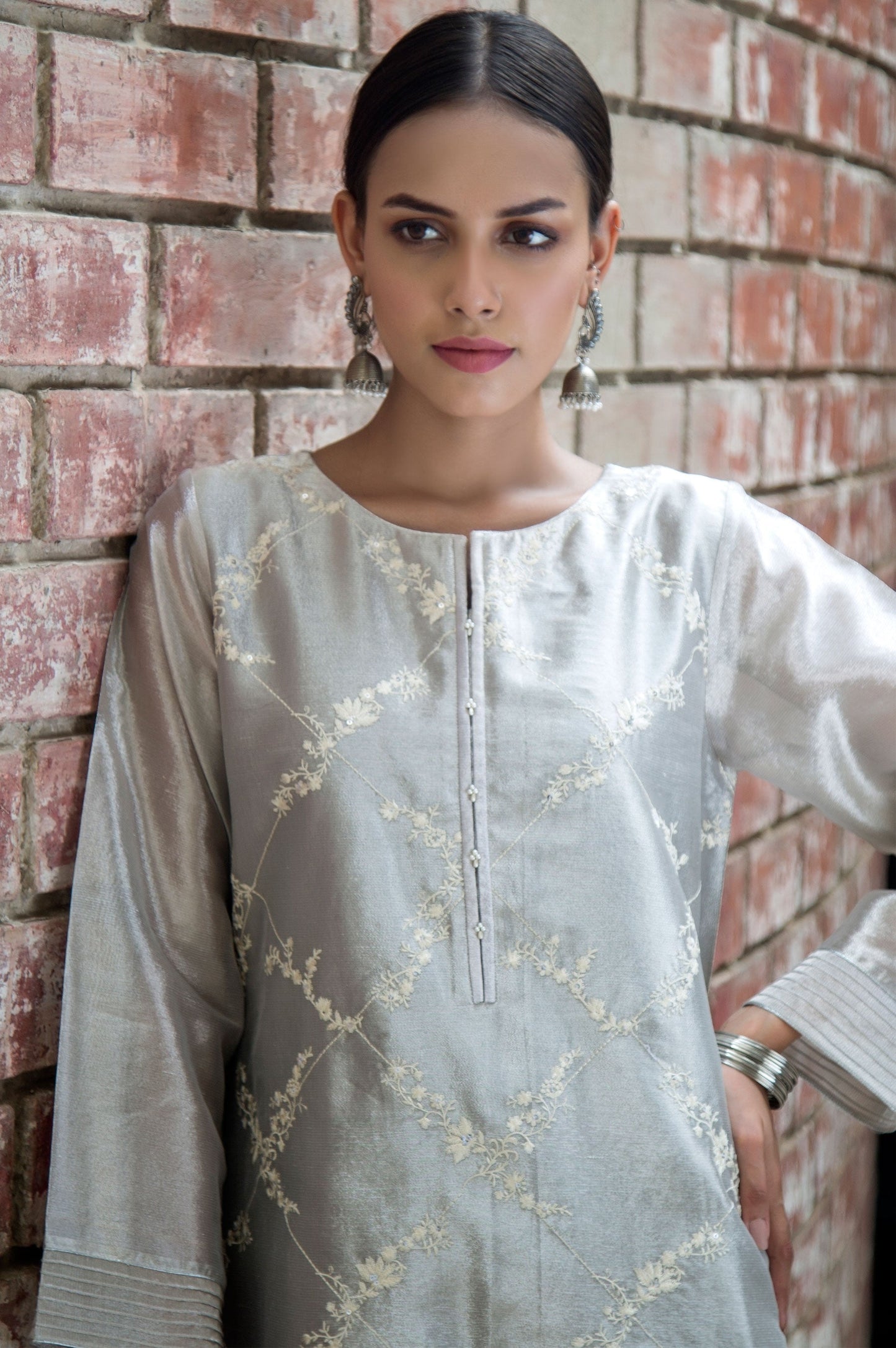 Stitched 1 Piece Tissue Zari Embroidered Shirt