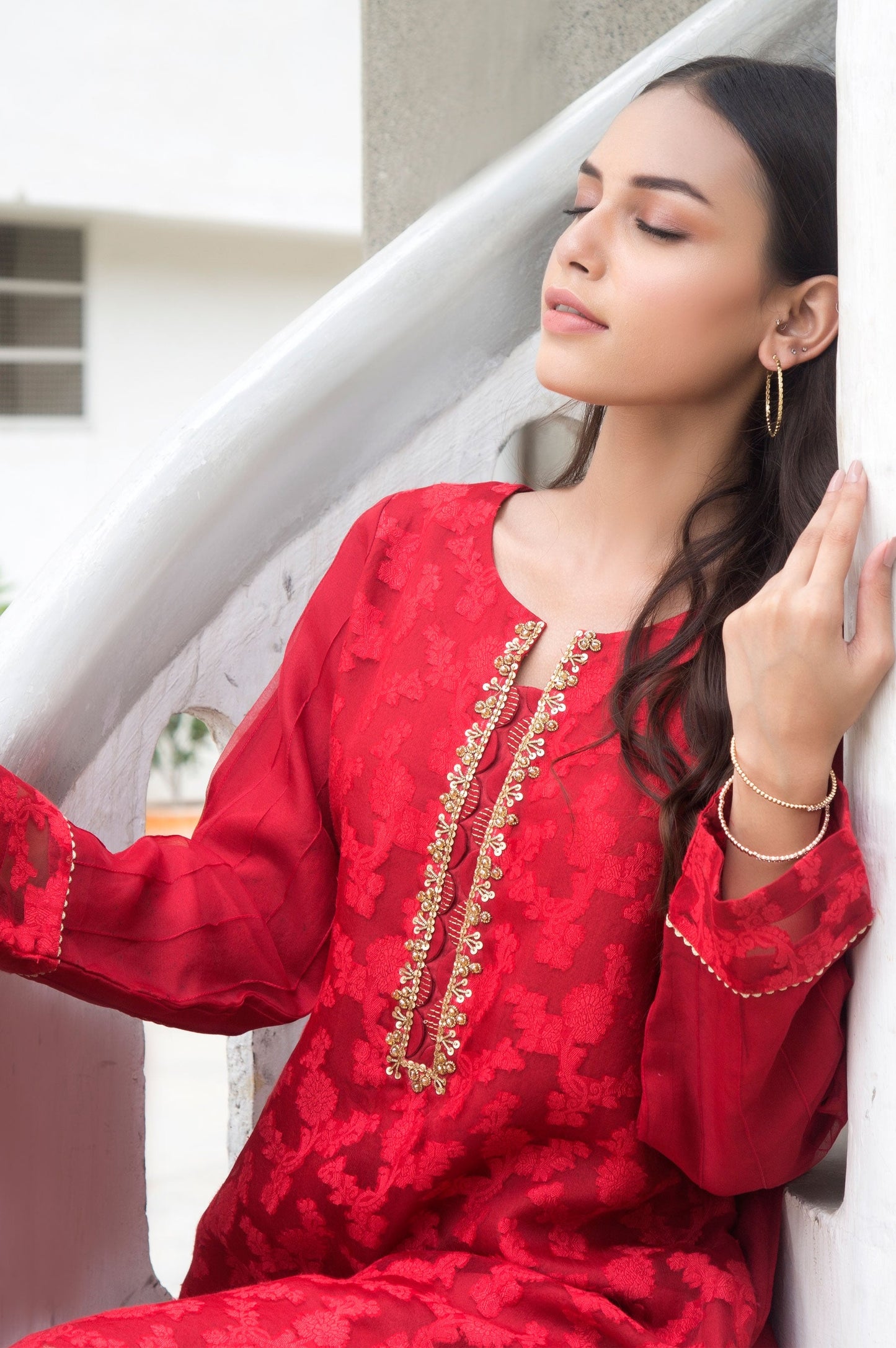 Stitched 1 Piece Jacquard Embroidered Suit