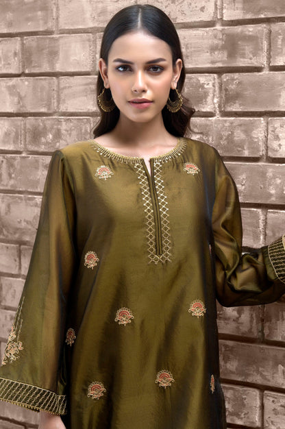 Stitched 1 Piece Organza Embroidered Suit