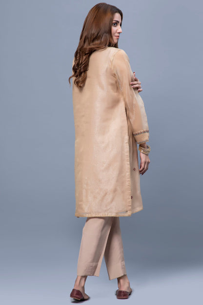 Stitched 1 Piece Organza Embroidered Shirt