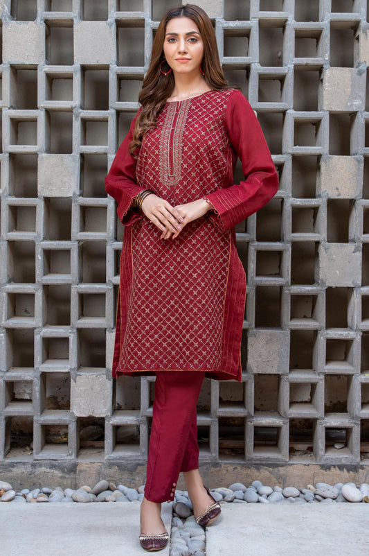 Stitched 1 Piece Organza Embroidered Shirt