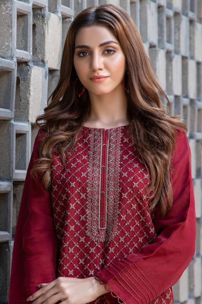 Stitched 1 Piece Organza Embroidered Shirt