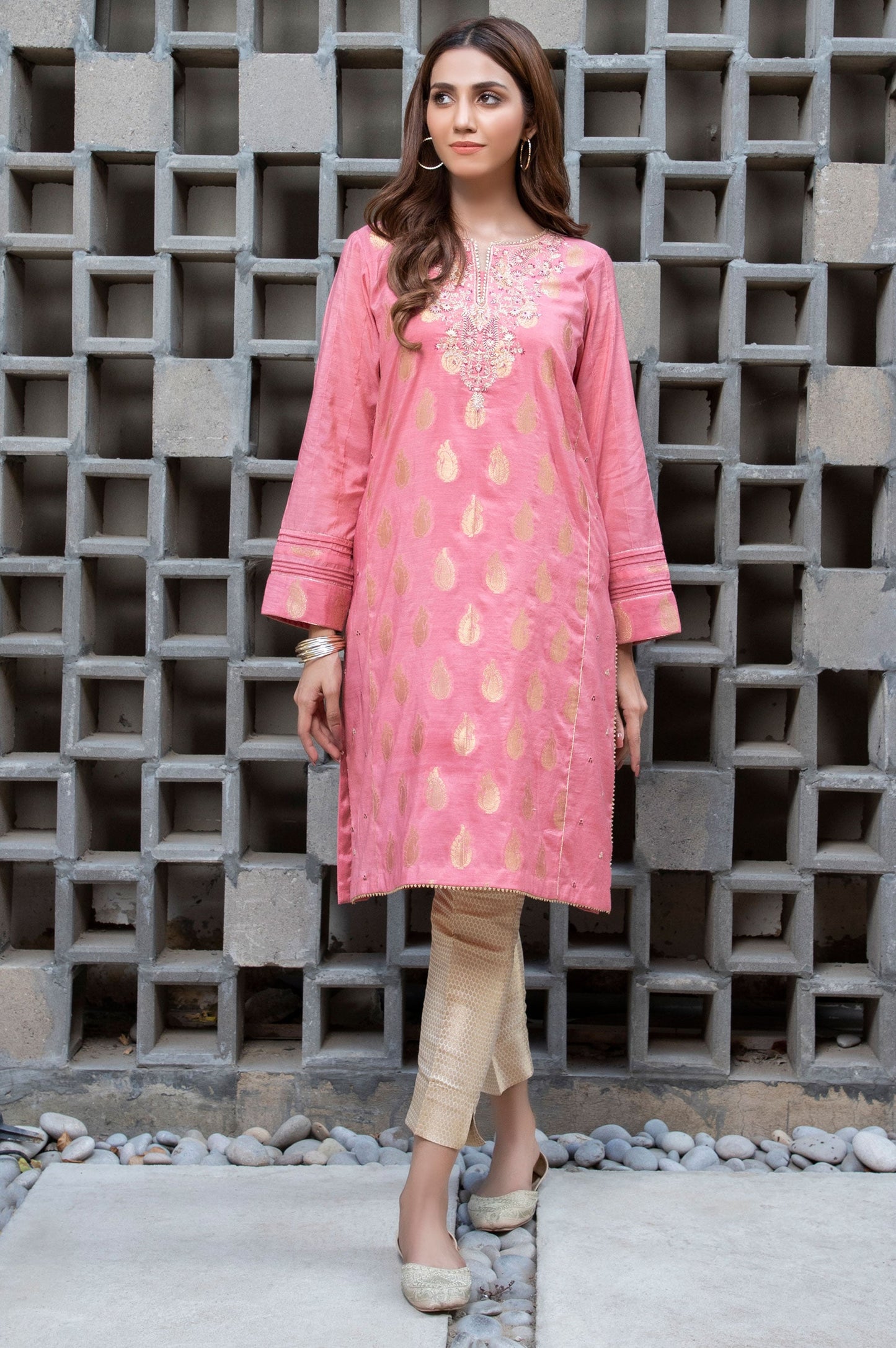 Stitched 1 Piece Jacquard Embroidered Shirt