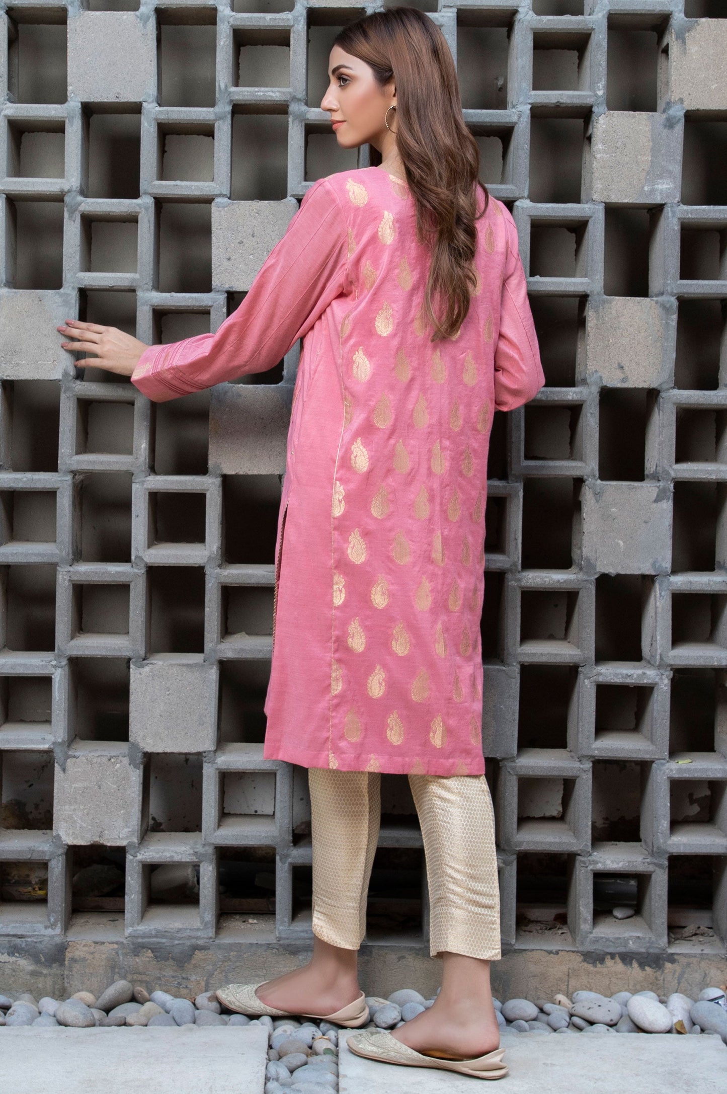 Stitched 1 Piece Jacquard Embroidered Shirt