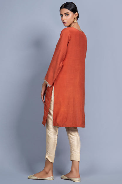 Stitched 1 Piece Raw Silk Embroidered Shirt