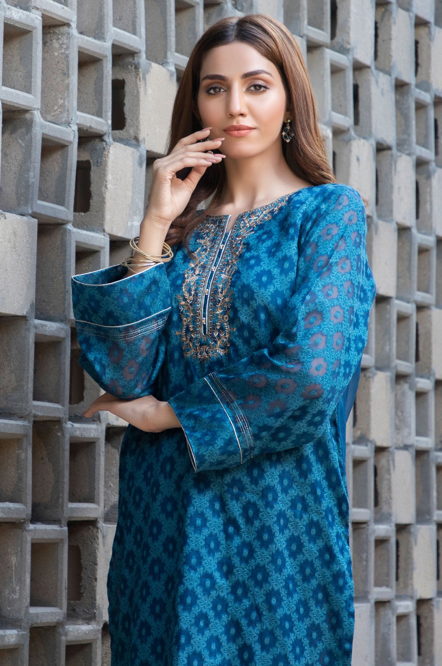 Stitched 1 Piece Jacquard Embroidered Shirt